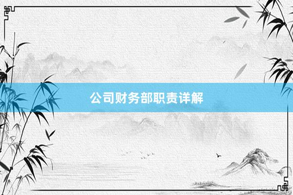 公司财务部职责详解