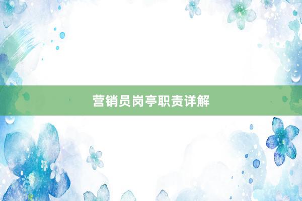 营销员岗亭职责详解